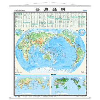 竖版世界地形图地图挂图 0.86*1.05米 国家版图系列 无拼缝 筒装无折痕 全景世界版图 下载
