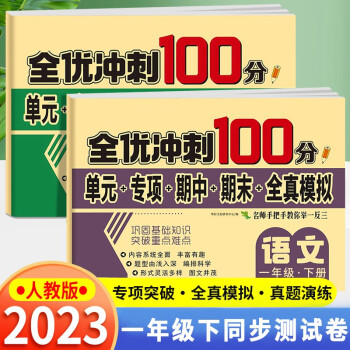 一年级下册试卷语文数学全套共2册人教版 名师教你全优冲刺期末100分单元卷专项卷期中期末全真模拟测试卷 人教部编版语文数学同步练习册小学卷子资料 下载