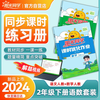 阳光同学 2024春新版课时优化作业 二年级下册语文+数学两本套装人教版 同步教材练习册一课一练随堂练习题册 下载