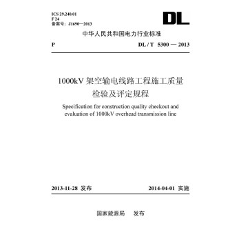 DL/T 5300-2013 1000kV架空输电线路工程施工质量检验及评定规程 下载